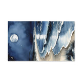 Moonlit Ocean Hand Towel — Coastal Night Beach Waves Design