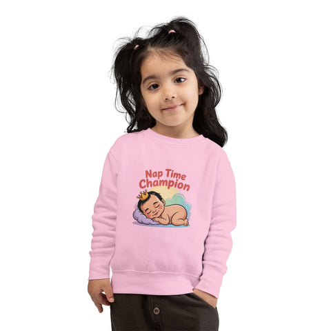 Nap Time Champion Toddler Sweatshirt — Cute Sleeping Baby Graphic