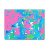 Neon Splash Abstract Canvas Print – Bright Pink & Aqua Modern Wall Art
