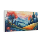 Watercolor Mountain Landscape Canvas Print — Stretched Matte Wall Art