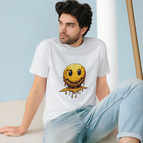 Melting Smiley T-Shirt — Drippy Retro Emoticon Graphic Tee