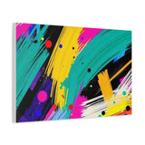 Abstract Neon Brushstroke Canvas Print — Colorful Modern Wall Art