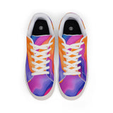 Men's Low-Top Sneakers — Vibrant Sunset Swirl Leather Casual Shoes