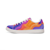 Men's Low-Top Sneakers — Vibrant Sunset Swirl Leather Casual Shoes