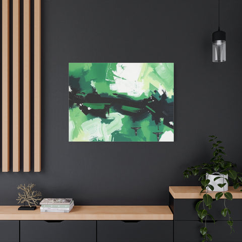 Abstract Green Brushstroke Canvas Print