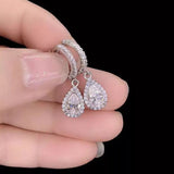 1 Carat 925 Sterling Silver Moissanite Hoop Teardrop Earrings