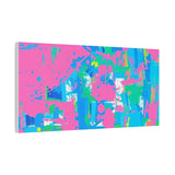 Neon Splash Abstract Canvas Print – Bright Pink & Aqua Modern Wall Art