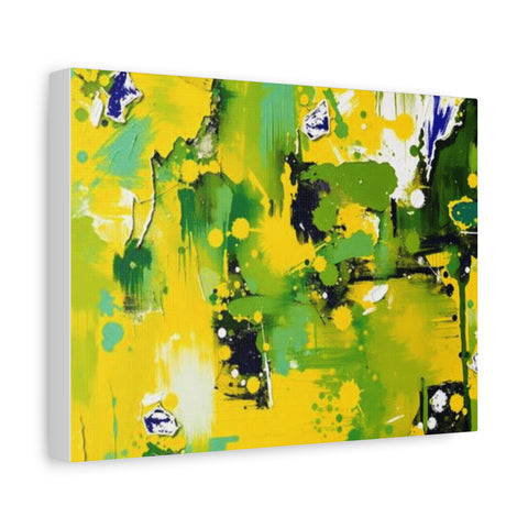 Abstract Green & Yellow Matte Canvas Print – Vibrant Modern Wall Art