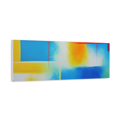 Abstract Color Field Matte Canvas Print — Vibrant Blue, Yellow & Red Stretched Wall Art