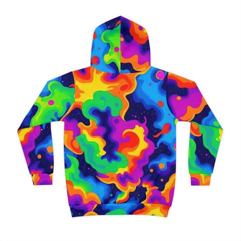 Kids Hoodie — Vibrant Rainbow Psychedelic All-Over Print
