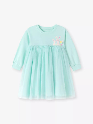 Children's Bunny Round Neck Tulle Dress