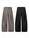 Men's Asymmetrical Button Wide-Leg Pants