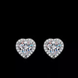 2 Carat 925 Sterling Silver Moissanite Heart Earrings