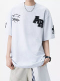 Men's Plus Size Varsity Style Applique Round Neck T-Shirt