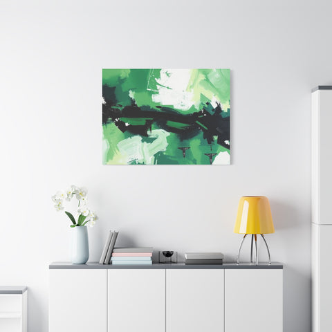 Abstract Green Brushstroke Canvas Print