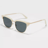 Classic Clubmaster Style Sunglasses with Gold Accents