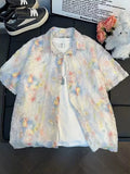 Men's Abstract Floral Print Textured Shirt