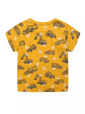 Children's Construction Vehicle Print Crew Neck Short Sleeve T-Shirt