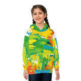 Kids Abstract Paint Splash Hoodie — Bright Colorful All-Over Print