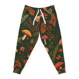 Autumn Mushroom Joggers — Forest Foliage Allover Print Athletic Pants