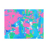 Neon Splash Abstract Canvas Print – Bright Pink & Aqua Modern Wall Art