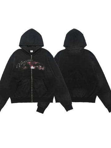 Men's Graphic Zip-Up Hoodie with Pockets
