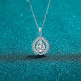 3 Carat 925 Sterling Silver Moissanite Teardrop Necklace