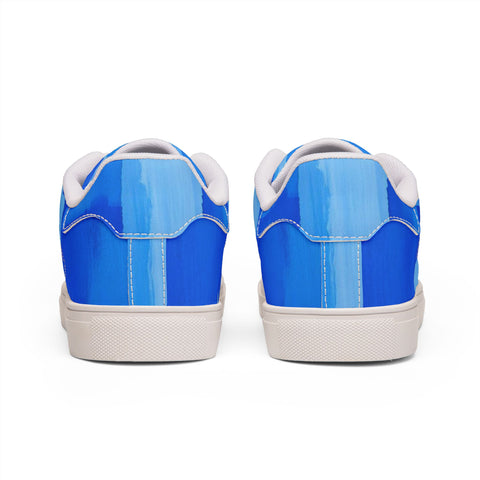 Blue Gradient Leather Sneakers — Men's Low-Top Casual Trainers