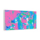 Neon Splash Abstract Canvas Print – Bright Pink & Aqua Modern Wall Art