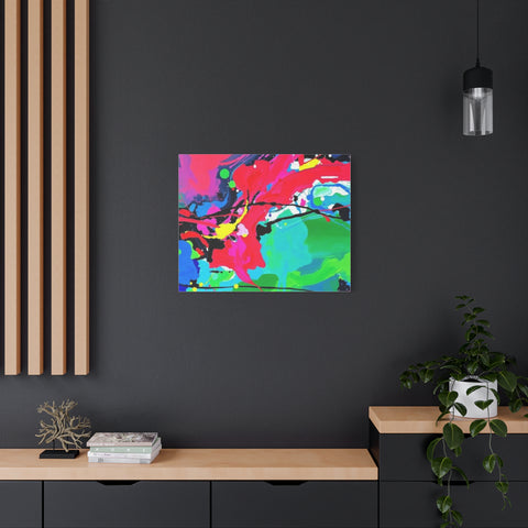 Abstract Neon Splash Matte Canvas Print — Vibrant Colorful Stretched Wall Art