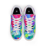 Abstract Neon Splash Leather Sneakers — Men's Low-Top Street Shoes