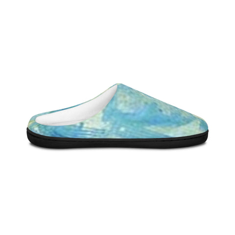 Blue Watercolor Cozy Slippers — Women's Indoor Soft House Shoes