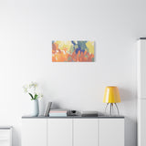 Abstract Colorful Brushstroke Matte Canvas Wall Art – Vibrant Orange & Green Stretched Print