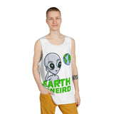 Earth Is Weird Alien Graphic Tank Top — Funny Sci‑Fi Mens Sleeveless Shirt