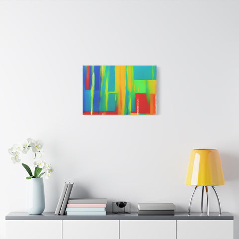 Abstract Rainbow Blocks Matte Canvas Print