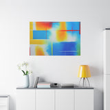 Abstract Color Field Matte Canvas Print — Vibrant Blue, Yellow & Red Stretched Wall Art