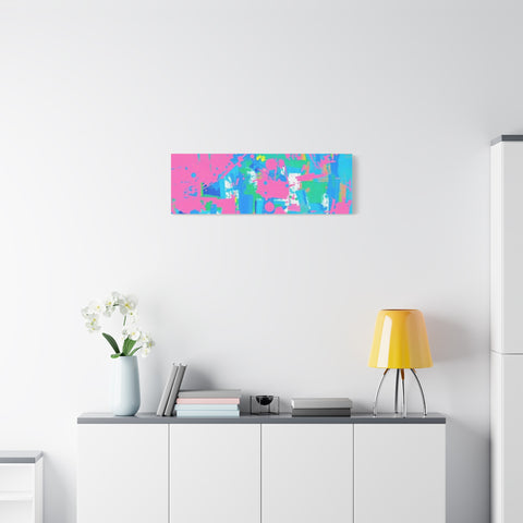 Neon Splash Abstract Canvas Print – Bright Pink & Aqua Modern Wall Art