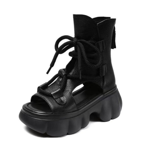 Chunky Platform Lace-Up Sandals