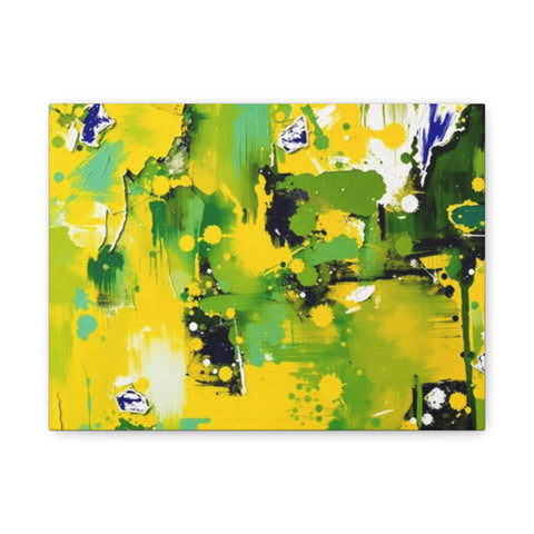 Abstract Green & Yellow Matte Canvas Print – Vibrant Modern Wall Art