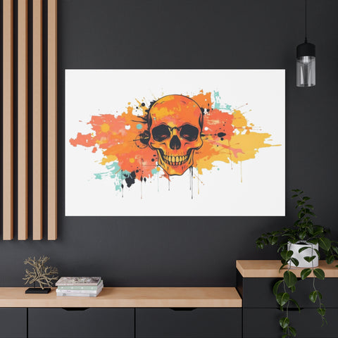 Skull Art Canvas Print – Vibrant Paint-Splash Skull Wall Decor
