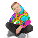 Kids' Psychedelic Rainbow Hoodie — Vibrant Swirl All-Over Print