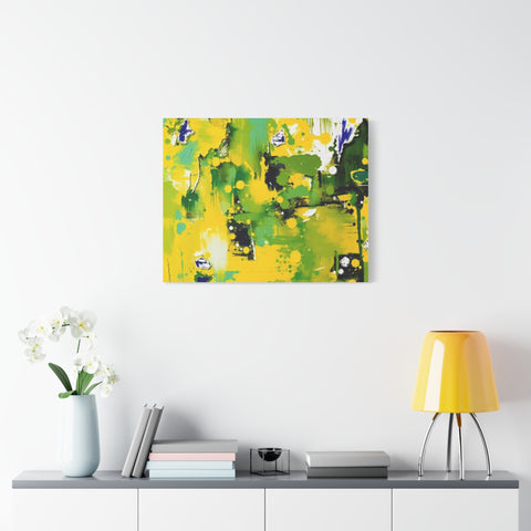 Abstract Green & Yellow Matte Canvas Print – Vibrant Modern Wall Art