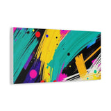 Abstract Neon Brushstroke Canvas Print — Colorful Modern Wall Art