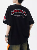 Men's Plus Size Varsity Style Applique Round Neck T-Shirt