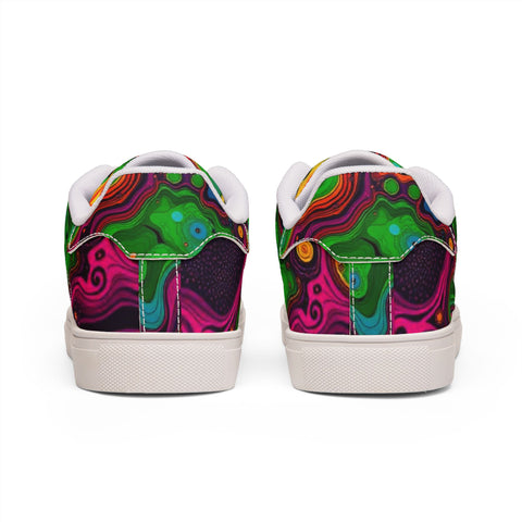 Low-Top Sneakers — Psychedelic Swirl Leather Design