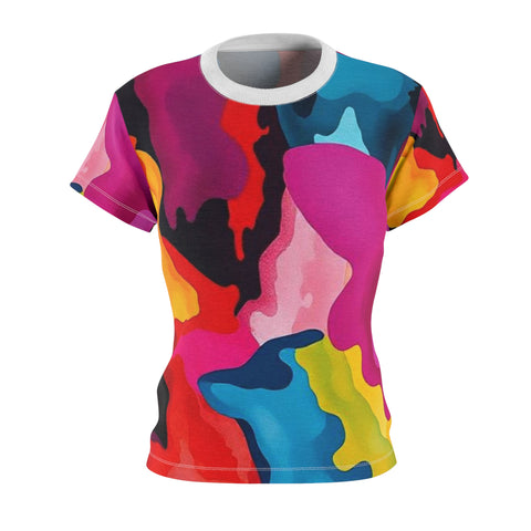Abstract Color Splash Women's Tee — Vibrant All-Over Print