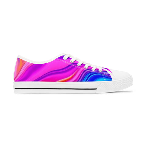 Colorwave Women's Low Top Sneakers — Vibrant Pink & Blue Abstract Print