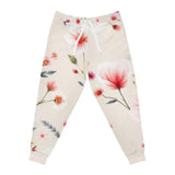 Floral Blush Athletic Joggers — Pink Watercolor Blossom All-Over Print