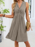 Sleeveless Twist Knot Front Casual Dress