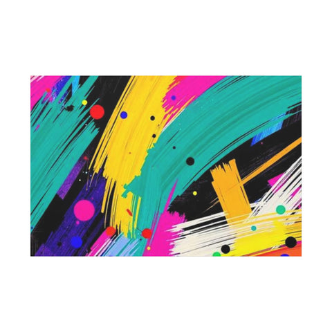 Abstract Neon Brushstroke Canvas Print — Colorful Modern Wall Art
